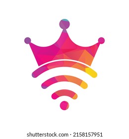 King Wifi Logo template Vector. Crown and wifi vector logo template.