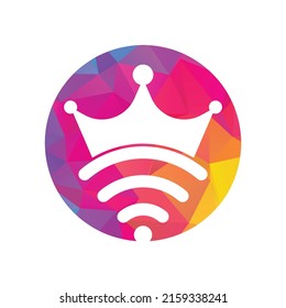 King Wifi Logo template Vector. Crown and wifi vector logo template.