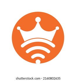 King Wifi Logo template Vector. Crown and wifi vector logo template.