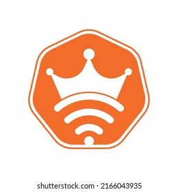 King Wifi Logo template Vector. Crown and wifi vector logo template.