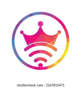 King Wifi Logo template Vector. Crown and wifi vector logo template.
