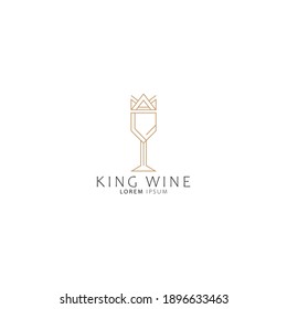 King Wine icon logo concept vector design template