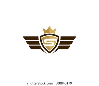 King Wing Shield Logo Design Element