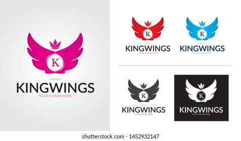 King wings creative and minimalist logo template Set