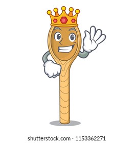 King wooden spoon mascot cartoon