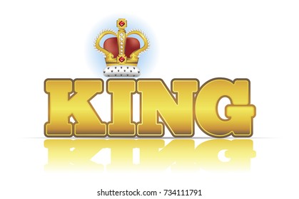 King. The word is in capital letters and crown.