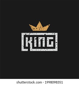 King wordmark design. For printing on t-shirts, stickers and logos. Simple wordmark design with grunge effect.