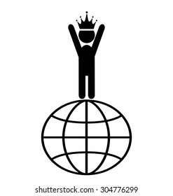 King of the World Win Leader People Flat Icons Pictogram Isolated on White Background