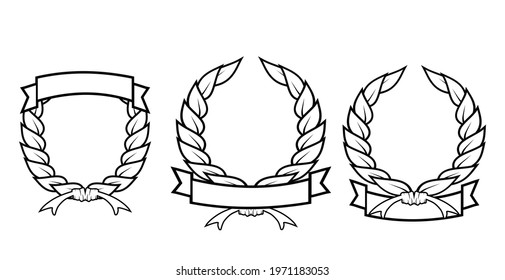 King wreath Symbol with Ribbon. Vector Illustration set