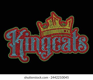 Kingcats Logo Vector Rhinestone t-shirt design