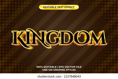 efecto de texto en 3d reino con tema de lujo. plantilla de tipografía dorada para producto de oro