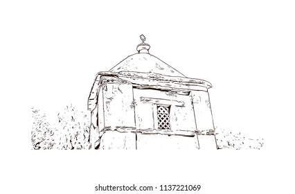 The Kingdom of Aksum was an ancient kingdom in what is now northern Ethiopia and Eritrea. Hand drawn sketch illustration in vector.