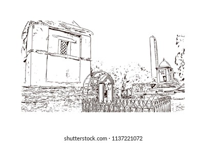 The Kingdom of Aksum was an ancient kingdom in what is now northern Ethiopia and Eritrea. Hand drawn sketch illustration in vector.