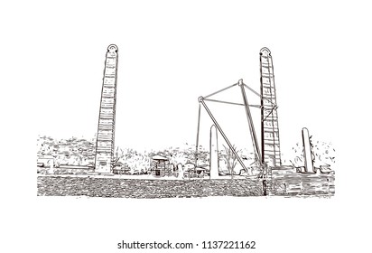 The Kingdom of Aksum was an ancient kingdom in what is now northern Ethiopia and Eritrea. Hand drawn sketch illustration in vector.