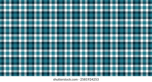 Kingdom background texture plaid, poncho fabric seamless textile. Bold tartan vector pattern check in cyan and dark colors palette.