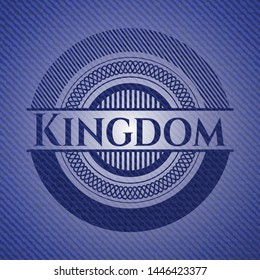 Kingdom badge with jean texture. Vector Illustration. Detailed.