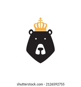 Cabeza de oso del Reino con logotipo de corona Icono de vectores Diseño de ilustración