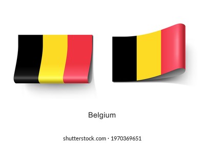 The Kingdom of Belgium Flag Clothing Label Tag. Illustration Flag of Belgium Country in Europe. Fabric Label Tag Concept Vector.