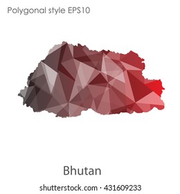 Kingdom of Bhutan in geometric polygonal style.Abstract gems triangle,modern design background.