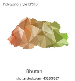 Kingdom of Bhutan in geometric polygonal style.Abstract gems triangle,modern design background.