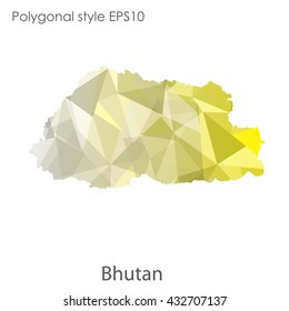 Kingdom of Bhutan in geometric polygonal style.Abstract gems triangle,modern design background.