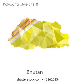 Kingdom of Bhutan map in geometric polygonal style.Abstract gems triangle,modern design background.