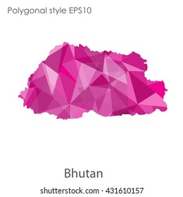 Kingdom of Bhutan map in geometric polygonal style.Abstract gems triangle,modern design background.