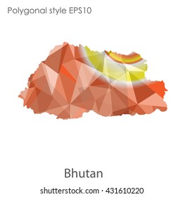 Kingdom of Bhutan map in geometric polygonal style.Abstract gems triangle,modern design background.