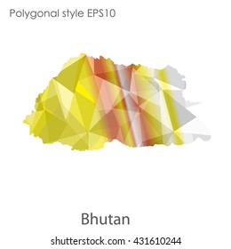 Kingdom of Bhutan map in geometric polygonal style.Abstract gems triangle,modern design background.