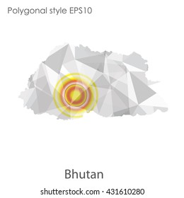 Kingdom of Bhutan map in geometric polygonal style.Abstract gems triangle,modern design background.