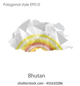 Kingdom of Bhutan map in geometric polygonal style.Abstract gems triangle,modern design background.