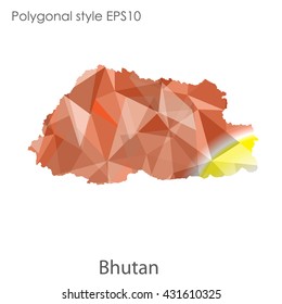 Kingdom of Bhutan map in geometric polygonal style.Abstract gems triangle,modern design background.