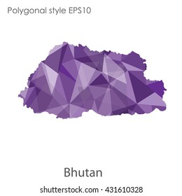 Kingdom of Bhutan map in geometric polygonal style.Abstract gems triangle,modern design background.