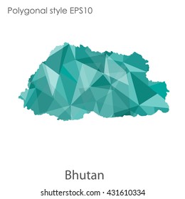 Kingdom of Bhutan map in geometric polygonal style.Abstract gems triangle,modern design background.