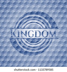 Kingdom blue emblem or badge with geometric pattern background.