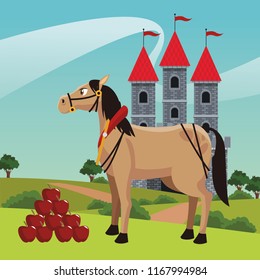 Kingdom castle with horse