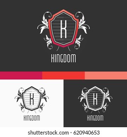 Kingdom Crest Ornament Template. Vector Crown Elements. Emblem Icon Design Illustration. EPS10