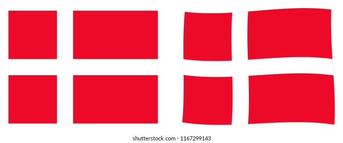 Kingdom of Denmark flag. Simple and slightly waving version.