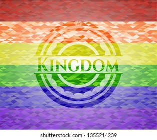 Kingdom emblem on mosaic background with the colors of the LGBT flag