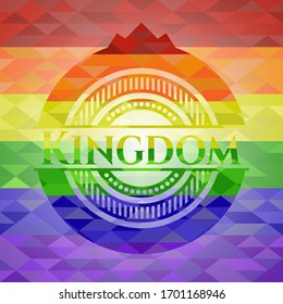 Kingdom emblem on mosaic background with the colors of the LGBT flag