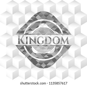 Kingdom grey badge with geometric cube white background