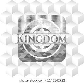 Kingdom grey badge with geometric cube white background