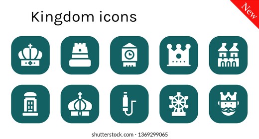 kingdom icon set. 10 filled kingdom icons.  Simple modern icons about  - Crown, Castle, Big ben, Fortress, Telephone booth, Jack, London eye, King