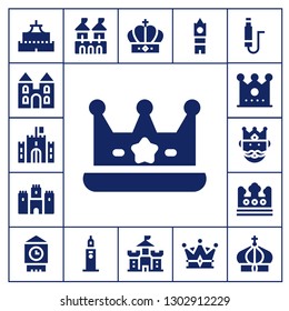  kingdom icon set. 17 filled kingdom icons.  Simple modern icons about  - Castle, Crown, King, Big ben, Fortress, Clock tower, Jack