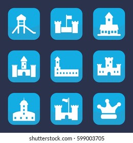 kingdom icon. Set of 9 filled kingdom icons such as castle