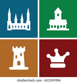 Kingdom icons set. set of 4 kingdom filled icons such as castle