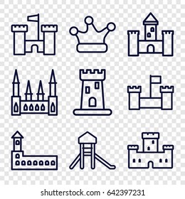 Kingdom icons set. set of 9 kingdom outline icons such as castle