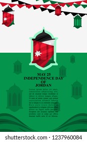 Kingdom of Jordan Independence Day vector illustration. Suitable for greeting card, poster and banner.