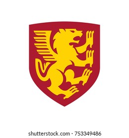 kingdom of lion shield logo illustration