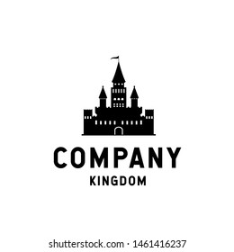 Kingdom logo design with silhouette castle illustration